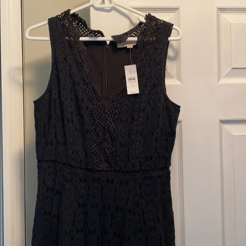 NWT LOFT Black Lace dress Size 6